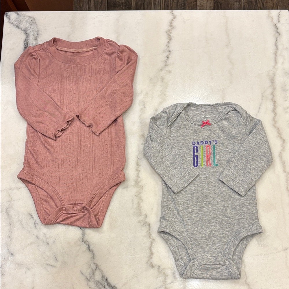 Cloud Island Pink and Gray Bodysuits Set